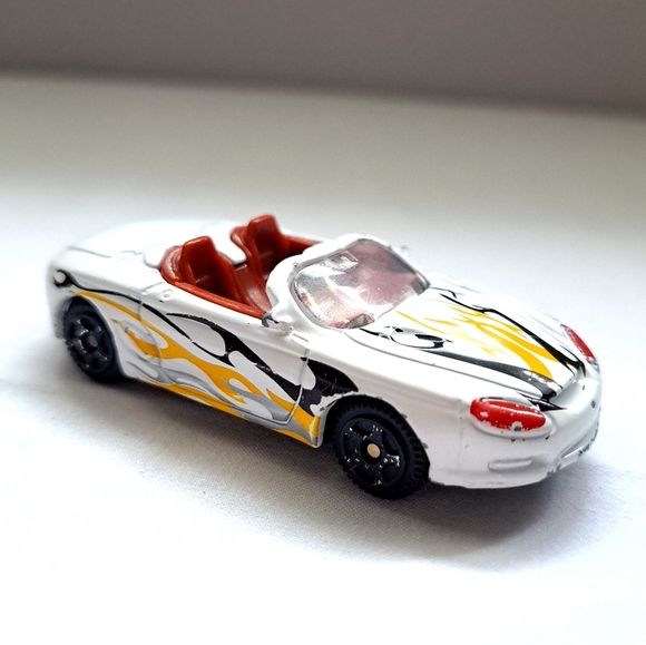 white with yellow and black flames mustang mach III toy car - Picture 1 of 7